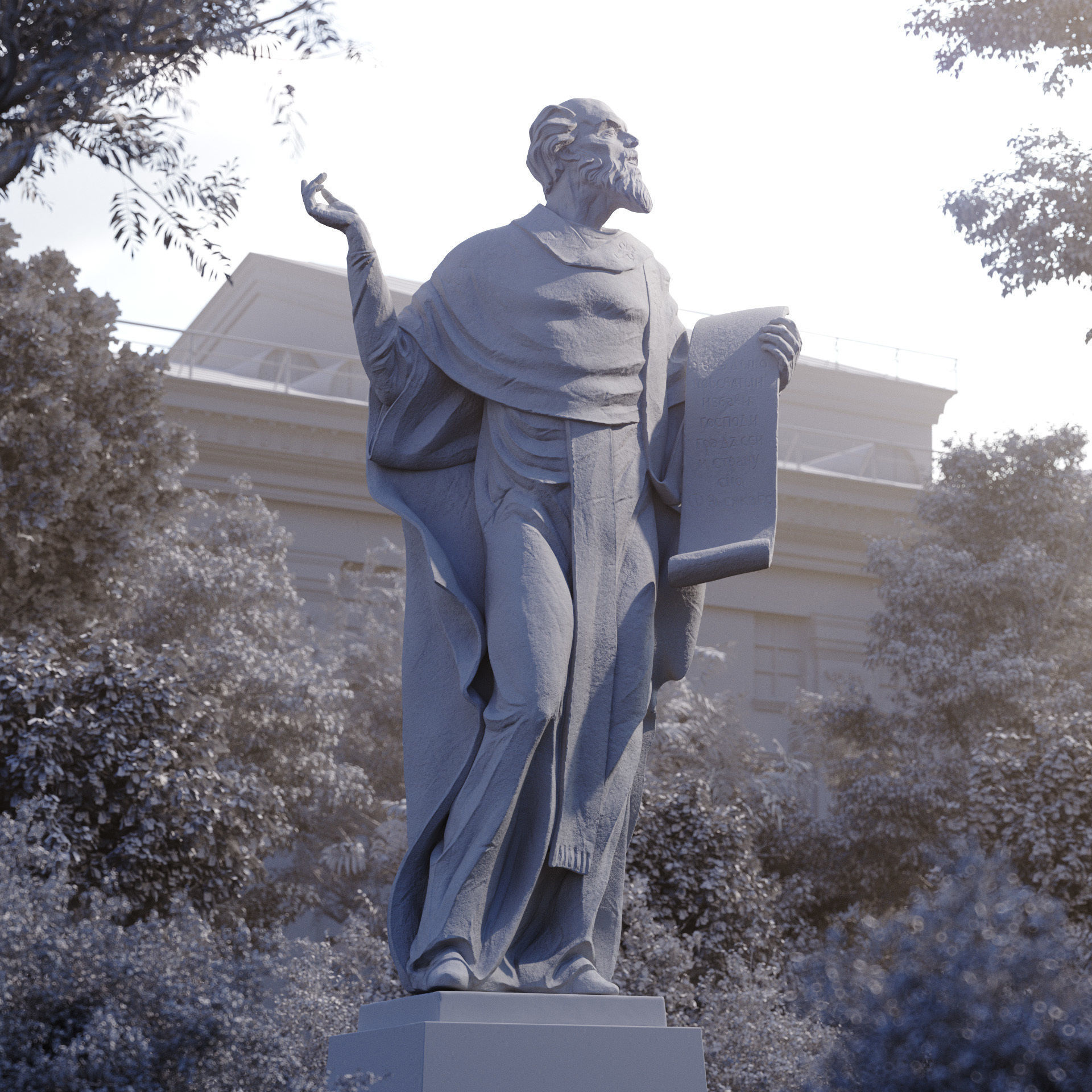 The statue of the Sage Low-poly 3D model_8