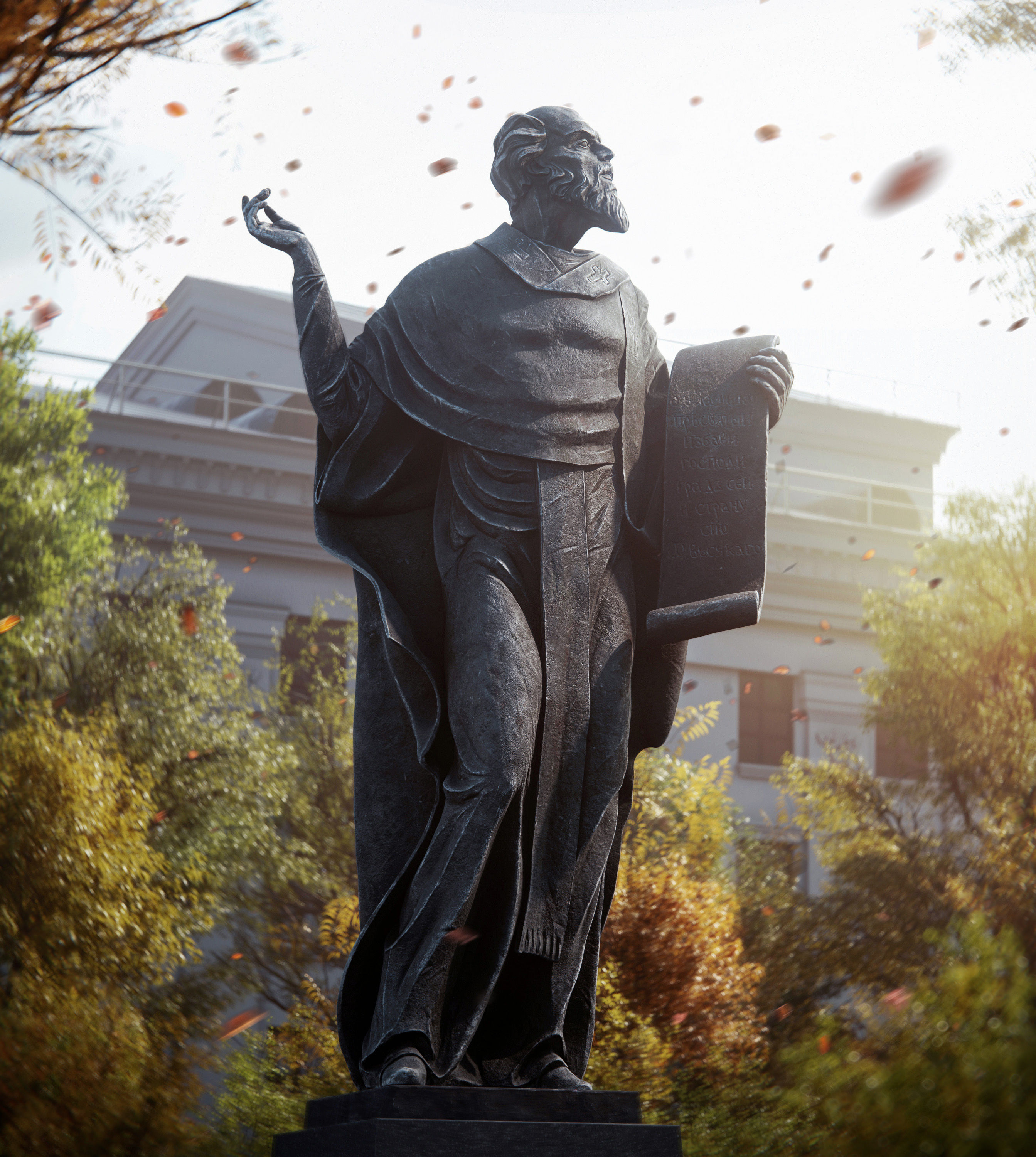 The statue of the Sage Low-poly 3D model_6