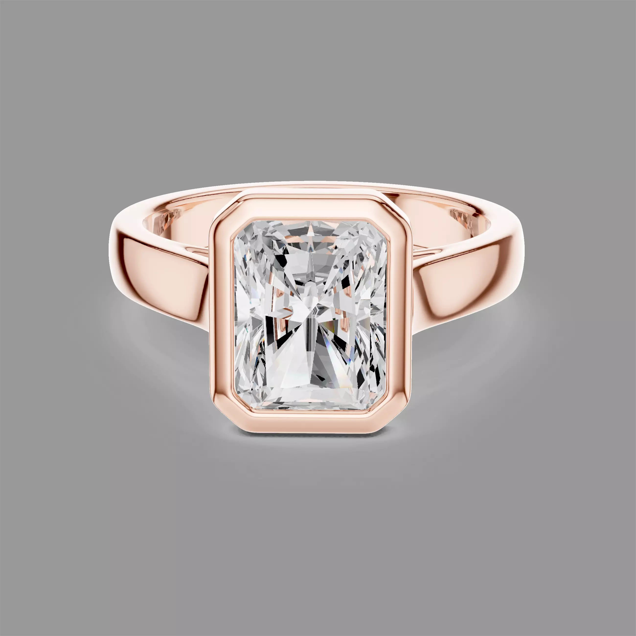 Radiant Solitaire Diamond Ring 3D print model