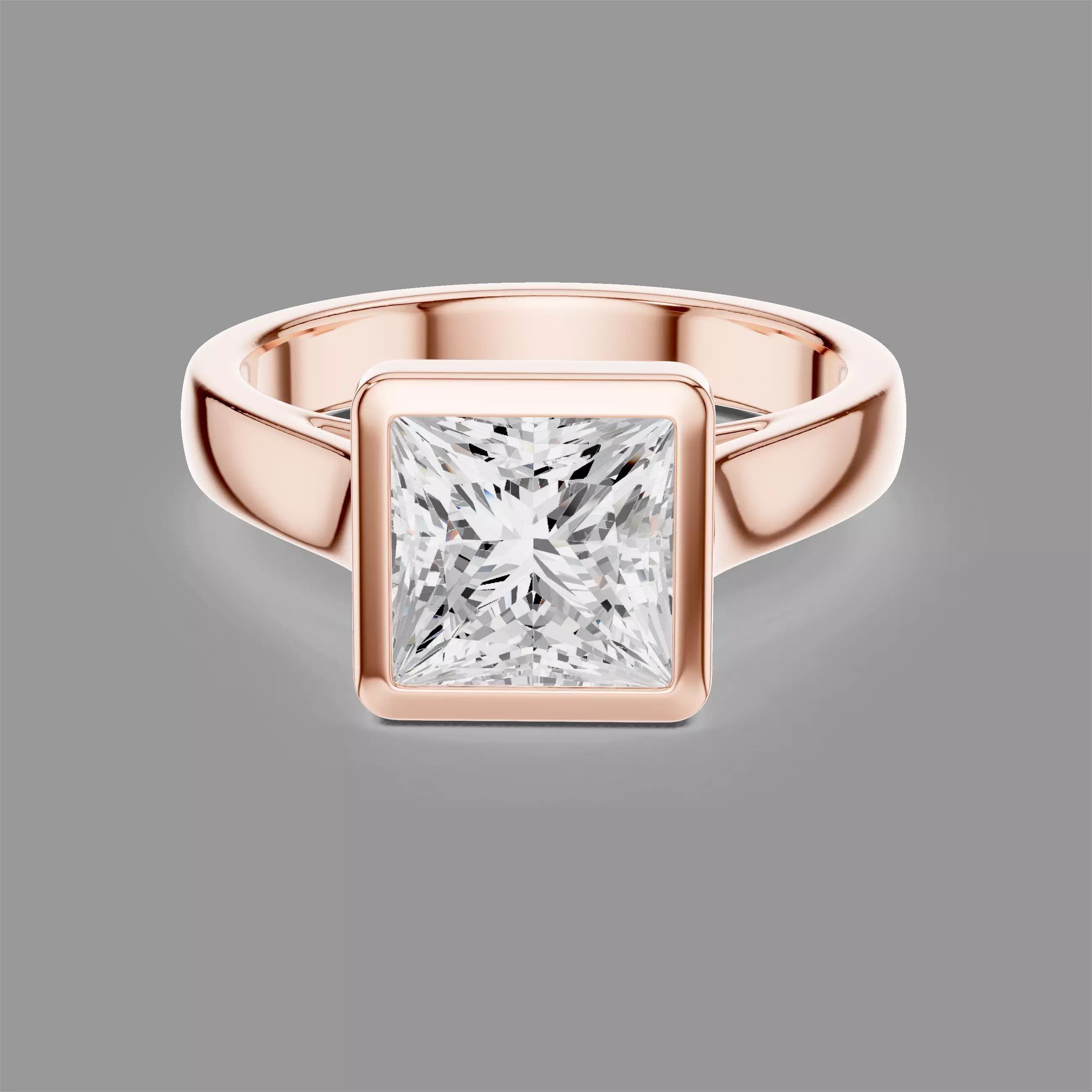 Princess Solitaire Diamond Ring 3D print model