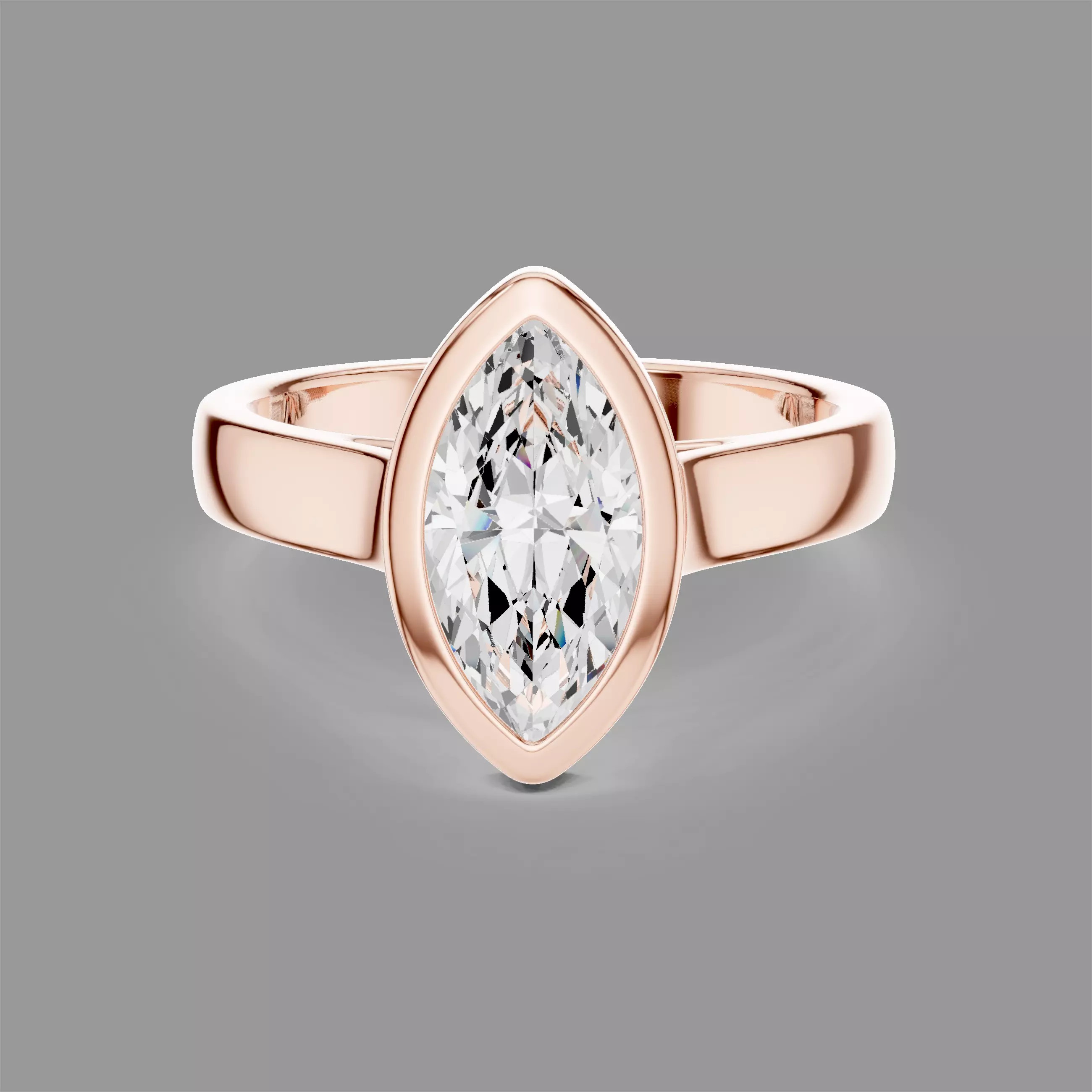 Marquise Solitaire Diamond Ring 3D print model