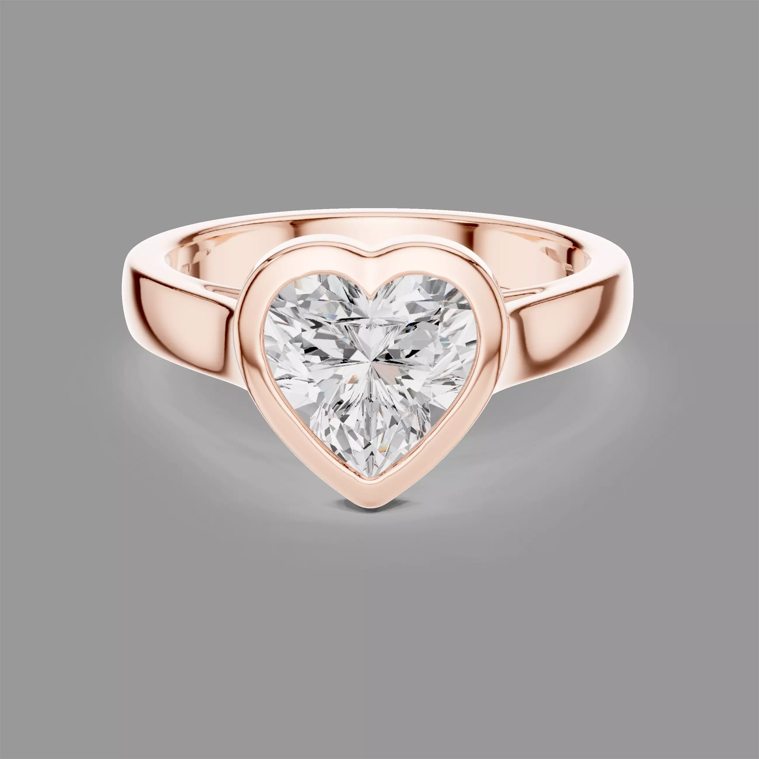 Heart Solitaire Diamond Ring 3D print model