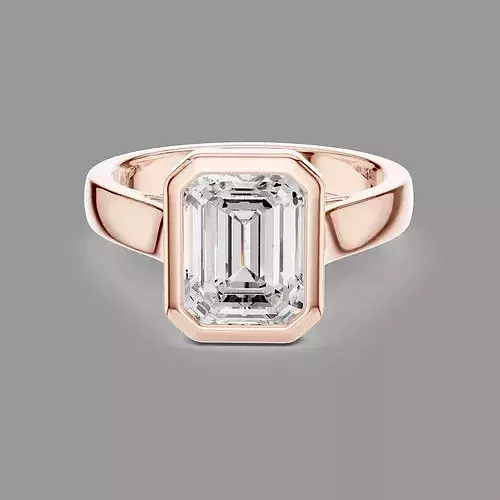Emerald Solitaire Diamond Ring 