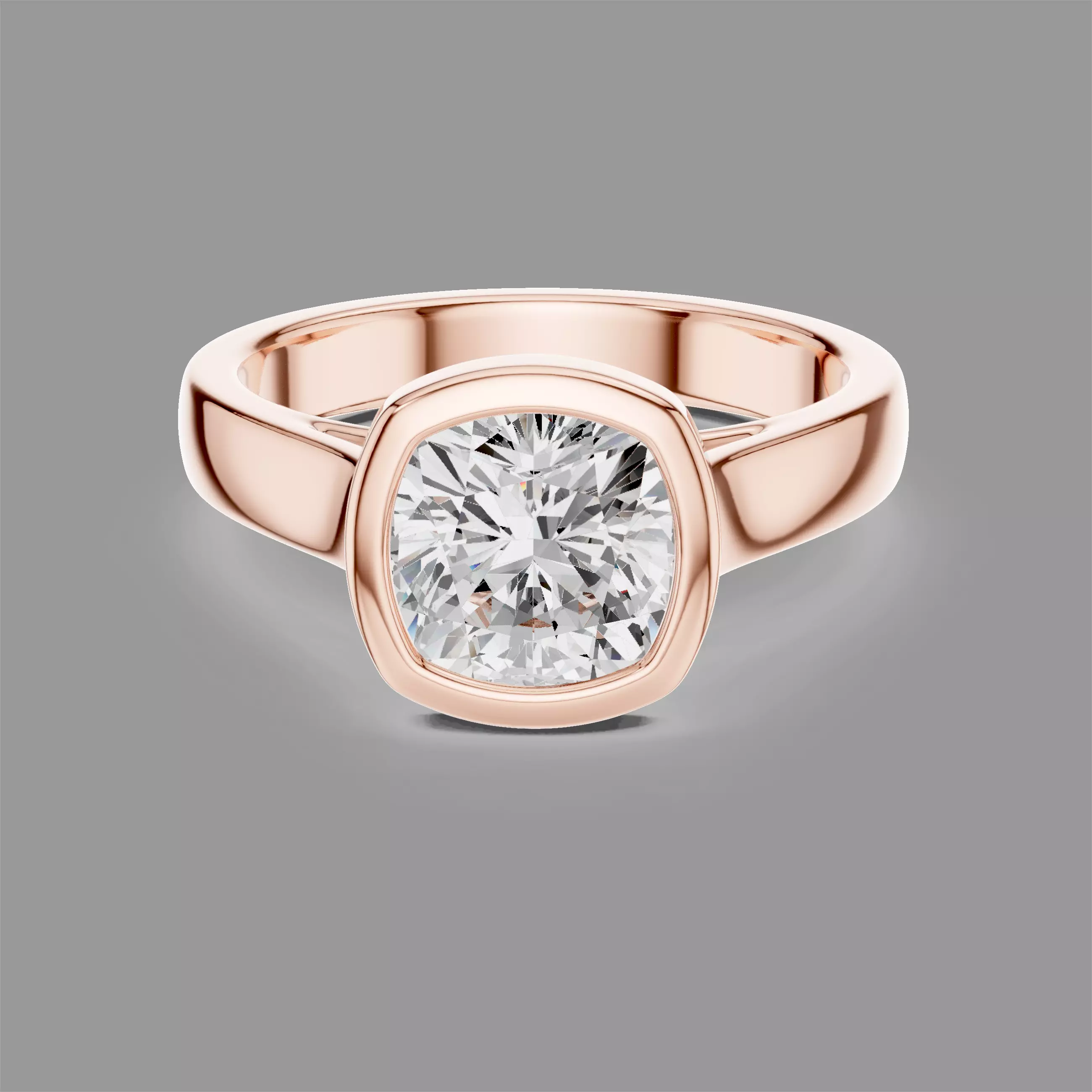 Cushion Solitaire Diamond Ring 3D print model