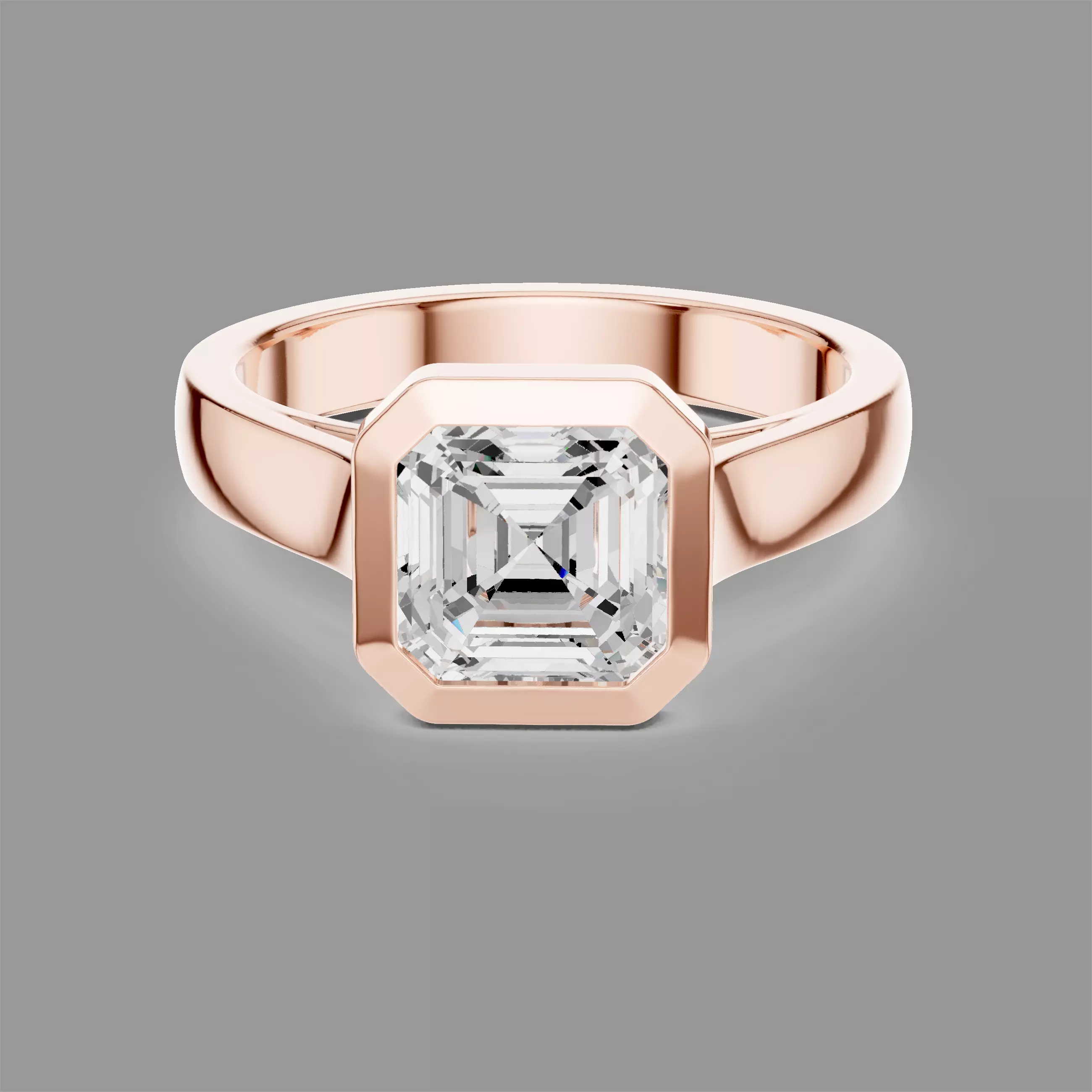 Asscher Solitaire Diamond Ring 3D print model