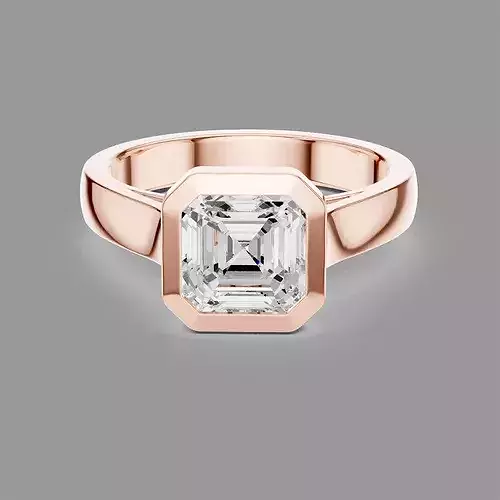 Asscher Solitaire Diamond Ring 