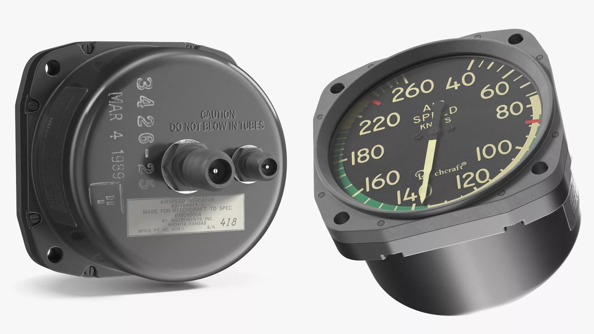 Beechcraft 8030-K1153 Cockpit Dial with Connectors Rigged 3D model