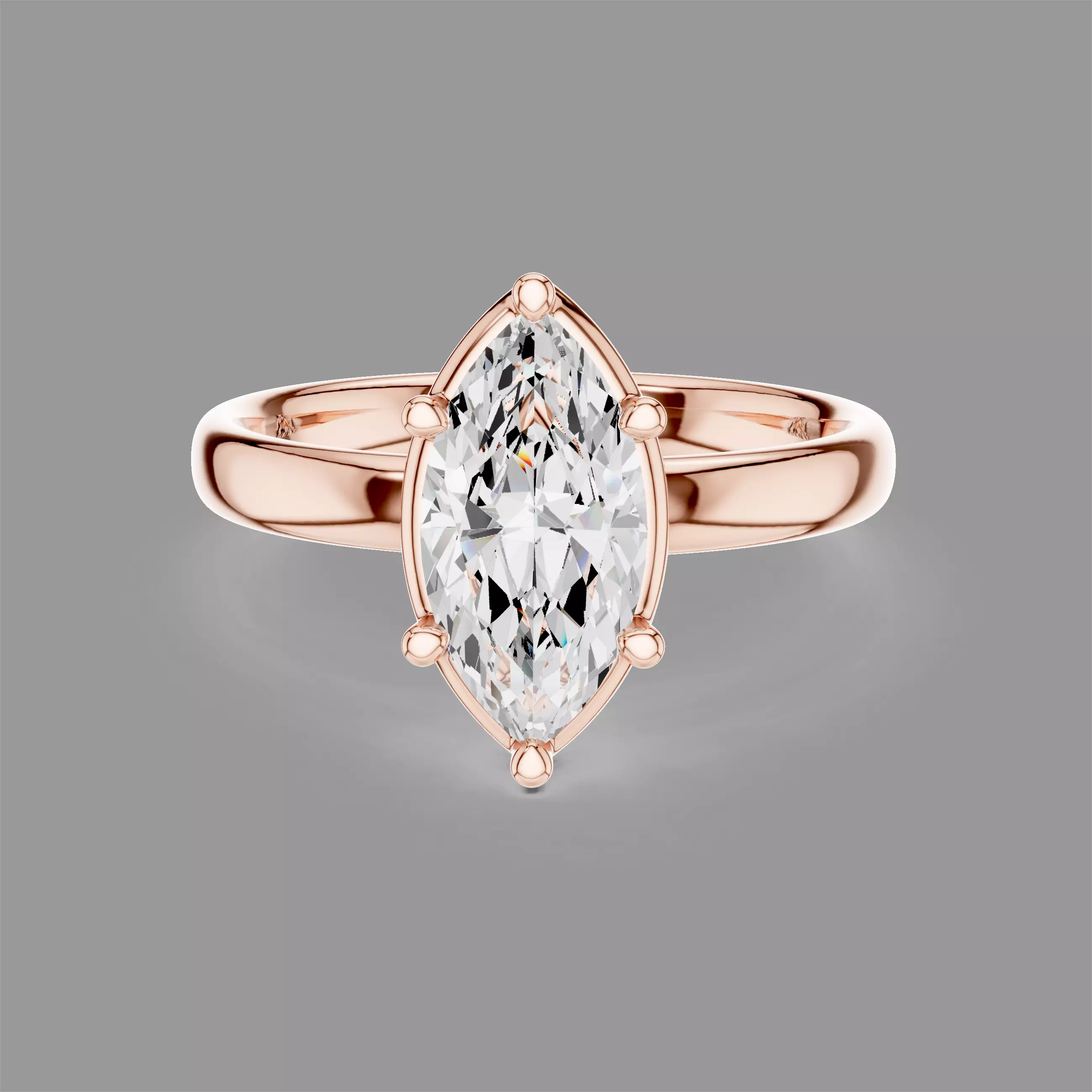Marquise Solitaire Diamond Ring 3D print model