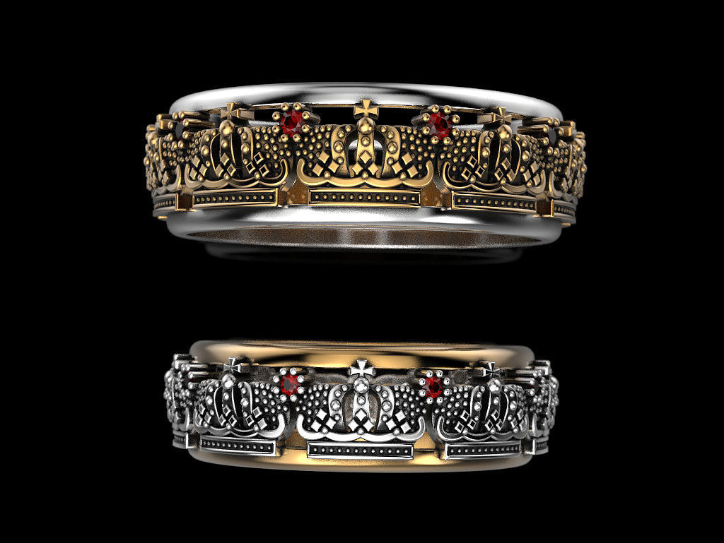 Wedding Ring crown 3D print model_1