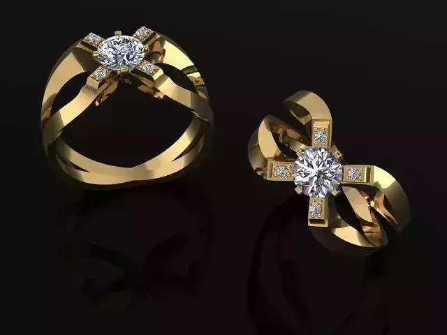 Ring two gold rings with diamonds