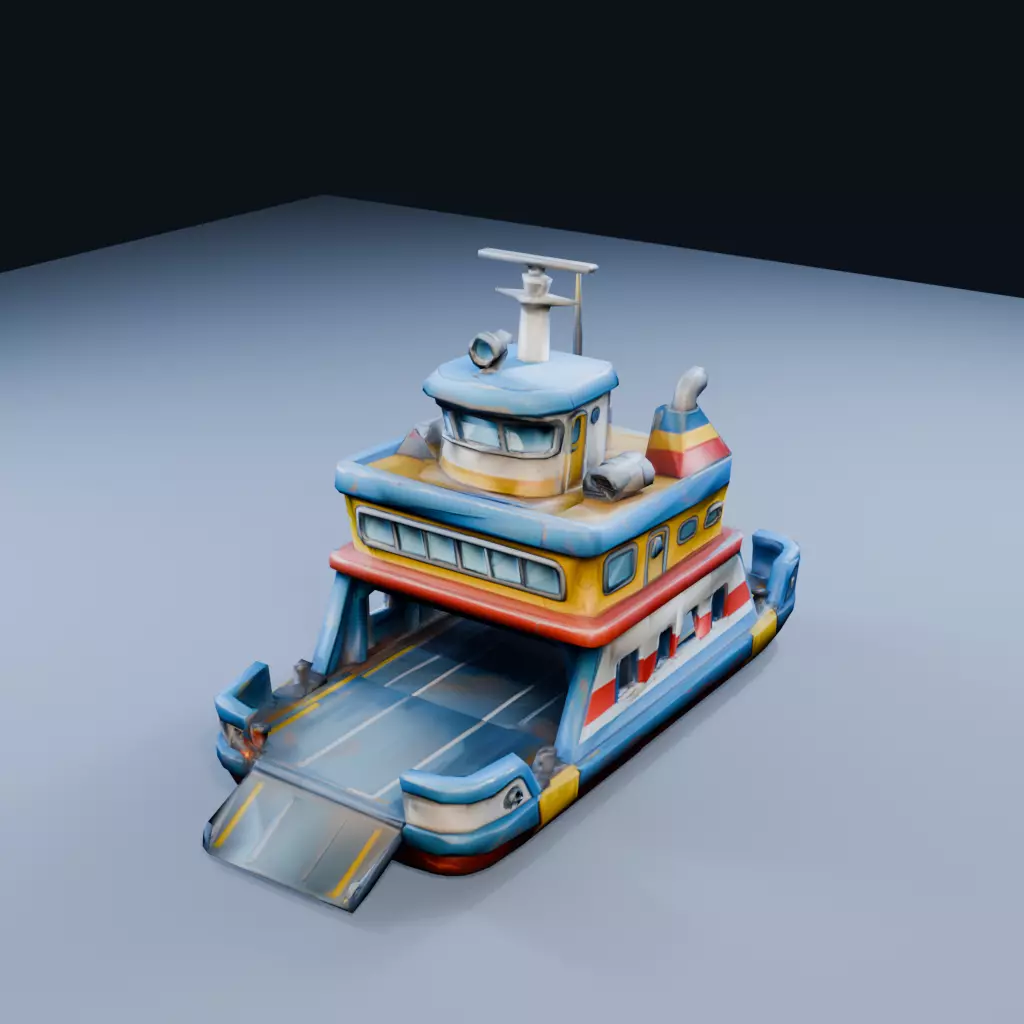 3D model Short-Range Ferry Low Poly PBR Game Asset VR / AR / low-poly ...