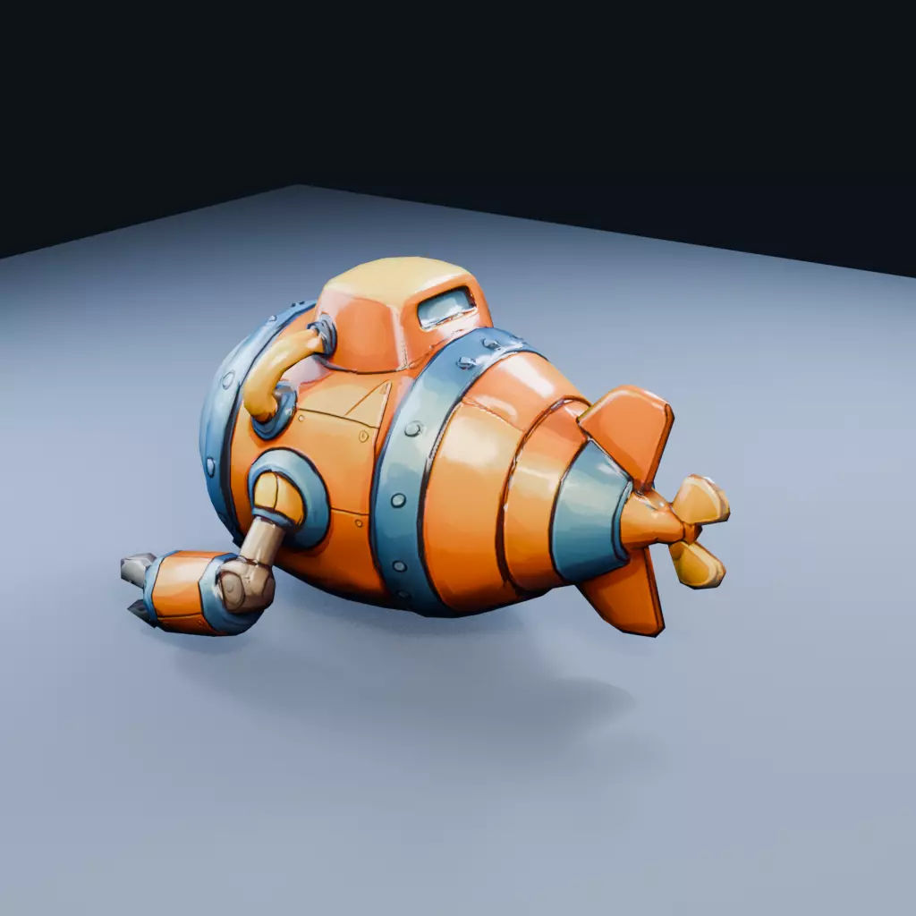 Civilian Research Sub Low Poly PBR Game Asset Low-poly 3D model