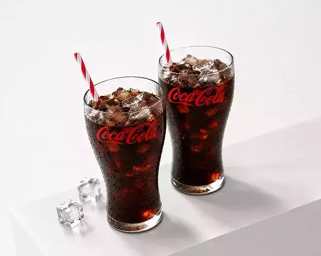 Coca Cola drink with Ice Cubes and Straws - 400ml coca cola  Low-poly 3D model 5