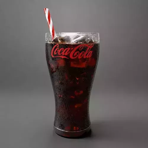 Coca Cola drink with Ice Cubes and Straws - 400ml coca cola  Low-poly 3D model 2