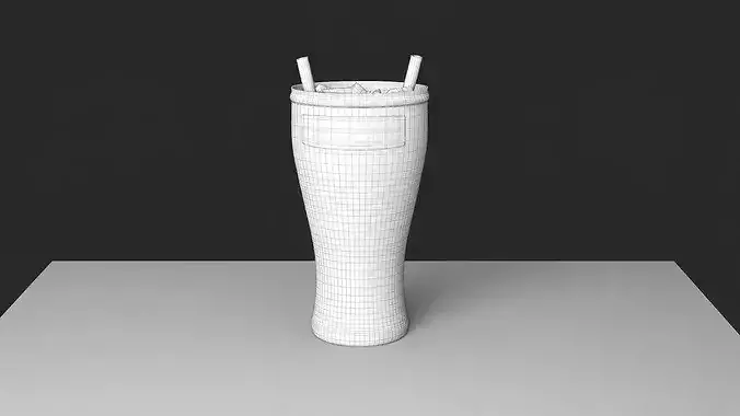 Coca Cola drink with Ice Cubes and Straws - 400ml coca cola  Low-poly 3D model 7