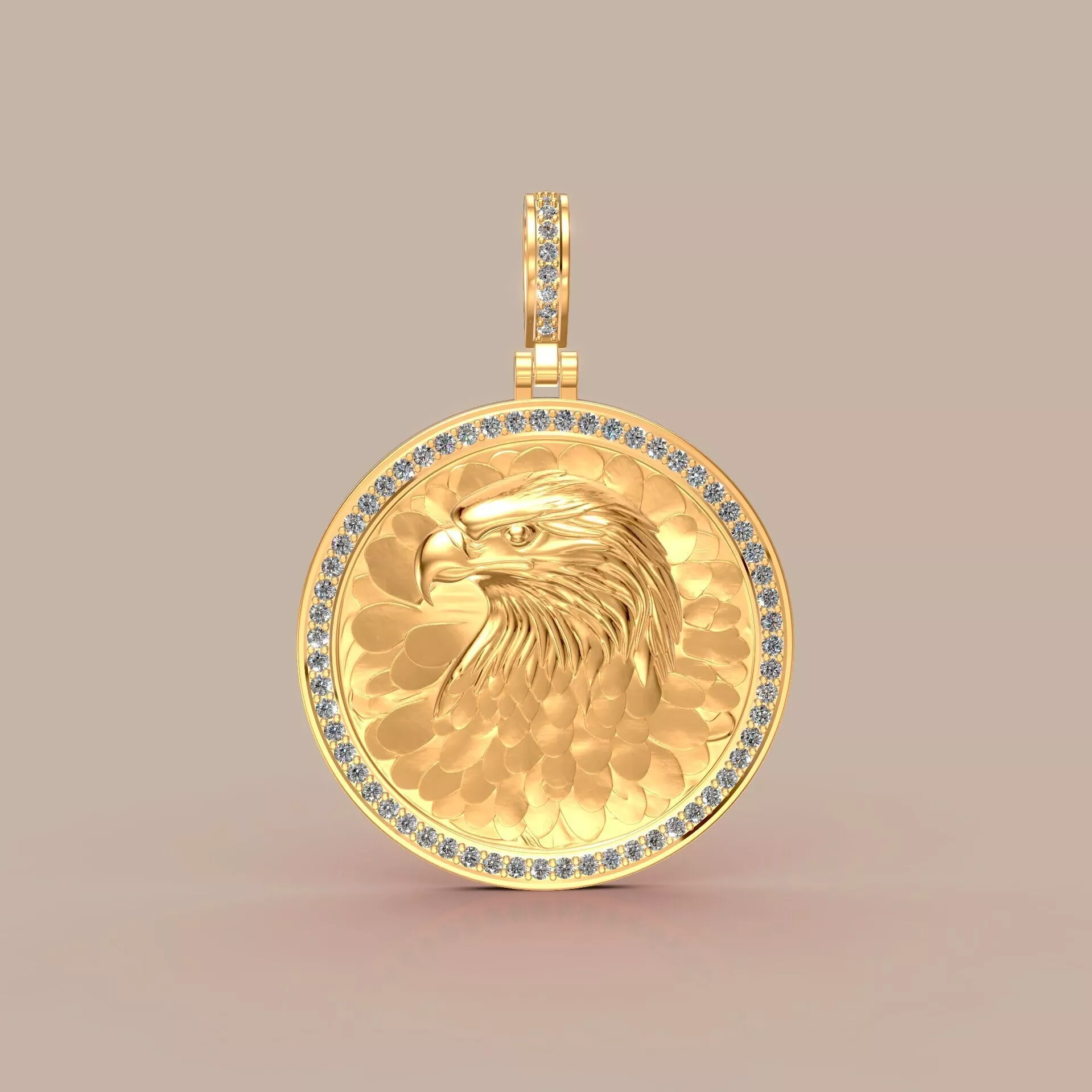 American Eagle Head Coin Pendant 3D Printable CAD Model Free 3D print model