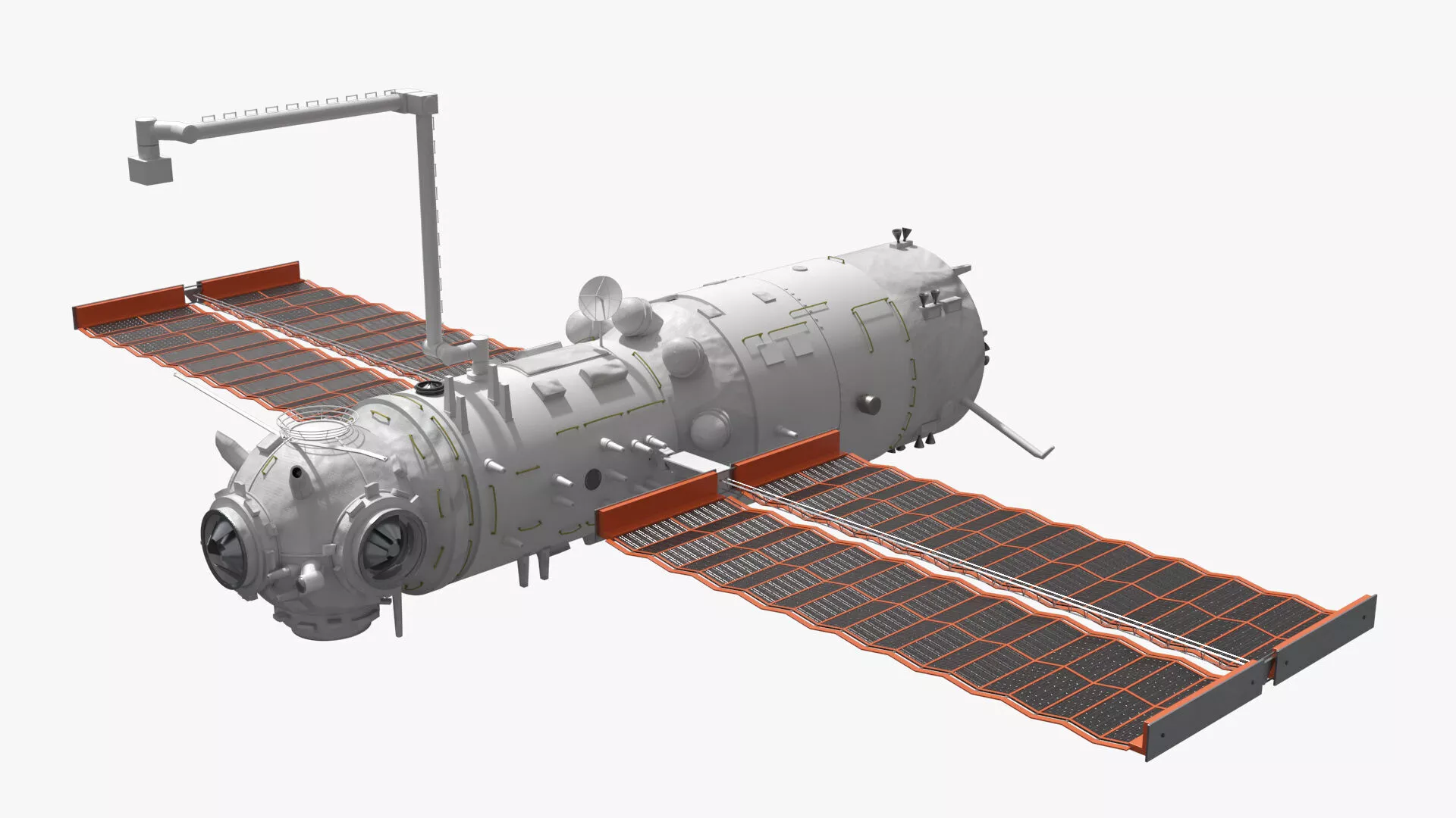 Tiangong Tianhe Main Module with Solar Panels Rigged 3D model