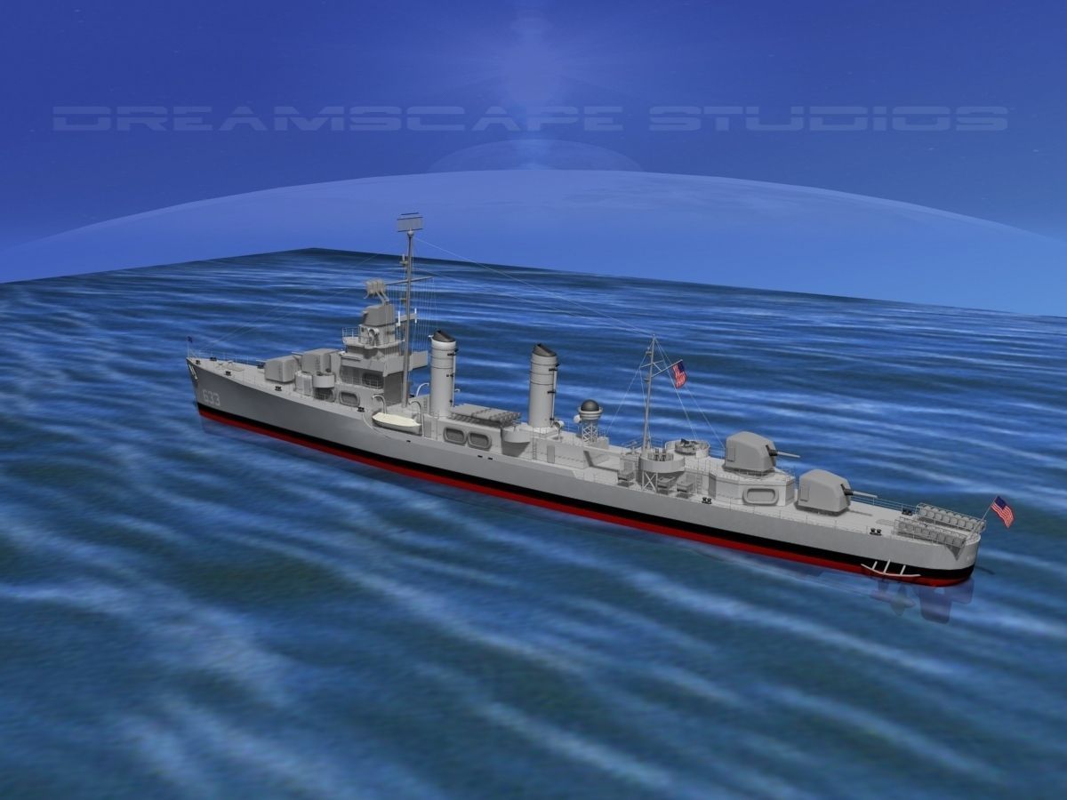 Gleaves Class Destroyer USS Knight DD633 3D model_16