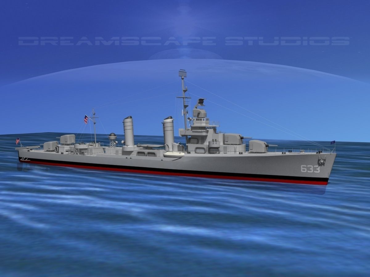 Gleaves Class Destroyer USS Knight DD633 3D model_1