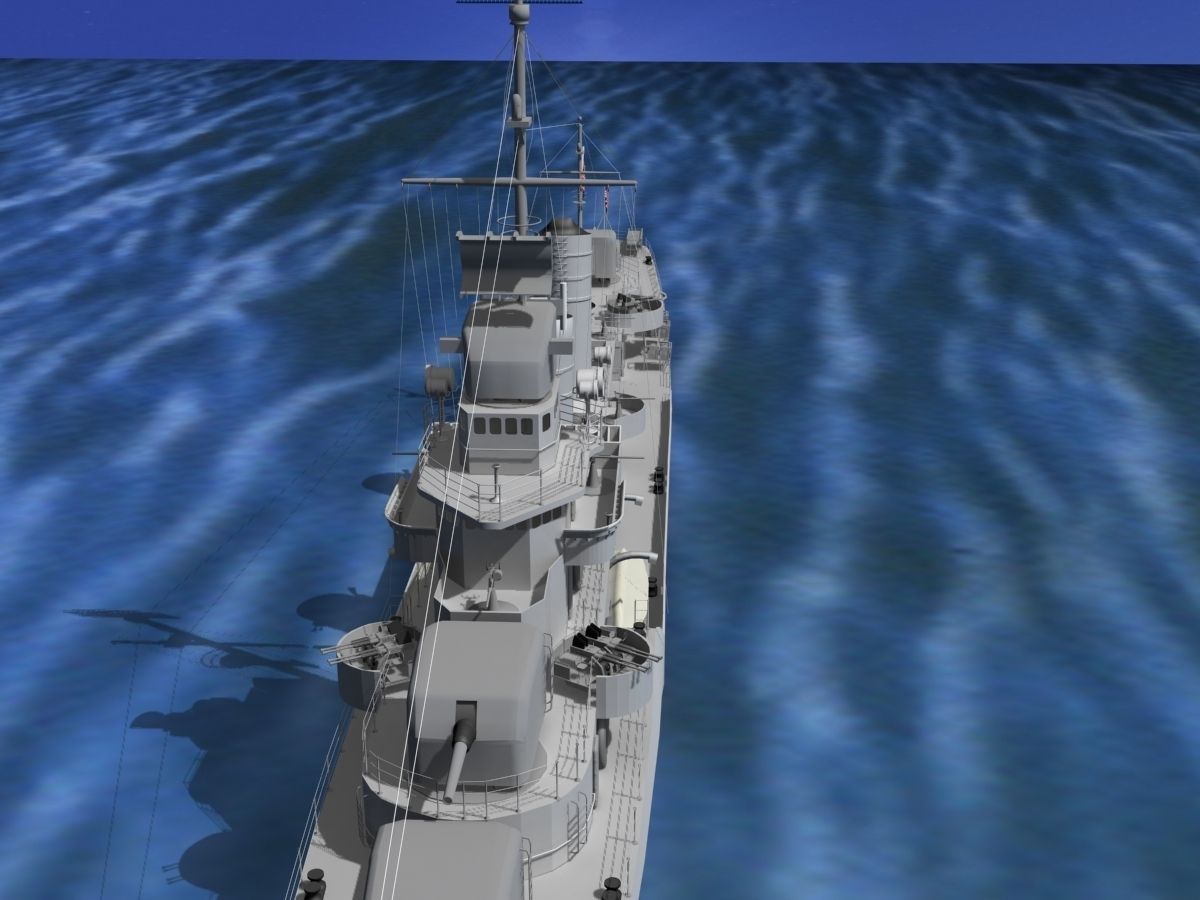 Gleaves Class Destroyer USS Knight DD633 3D model_7