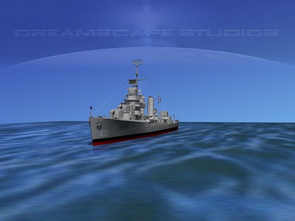 Gleaves Class Destroyer USS Knight DD633 3D model_9