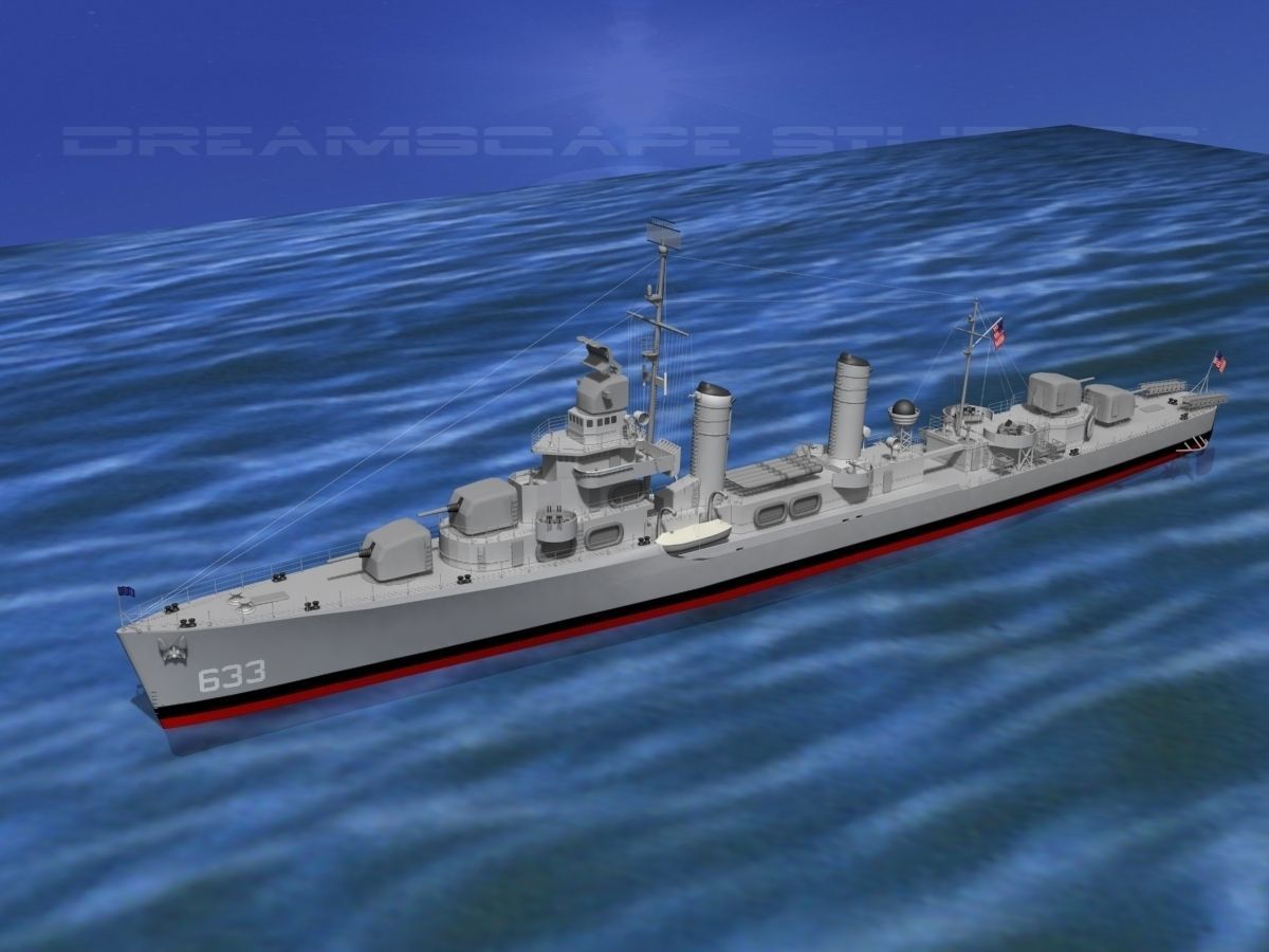 Gleaves Class Destroyer USS Knight DD633 3D model_17