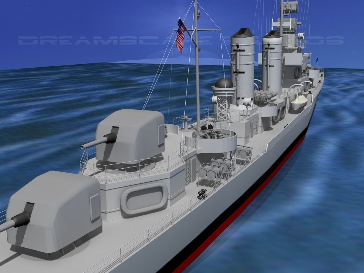Gleaves Class Destroyer USS Knight DD633 3D model_6