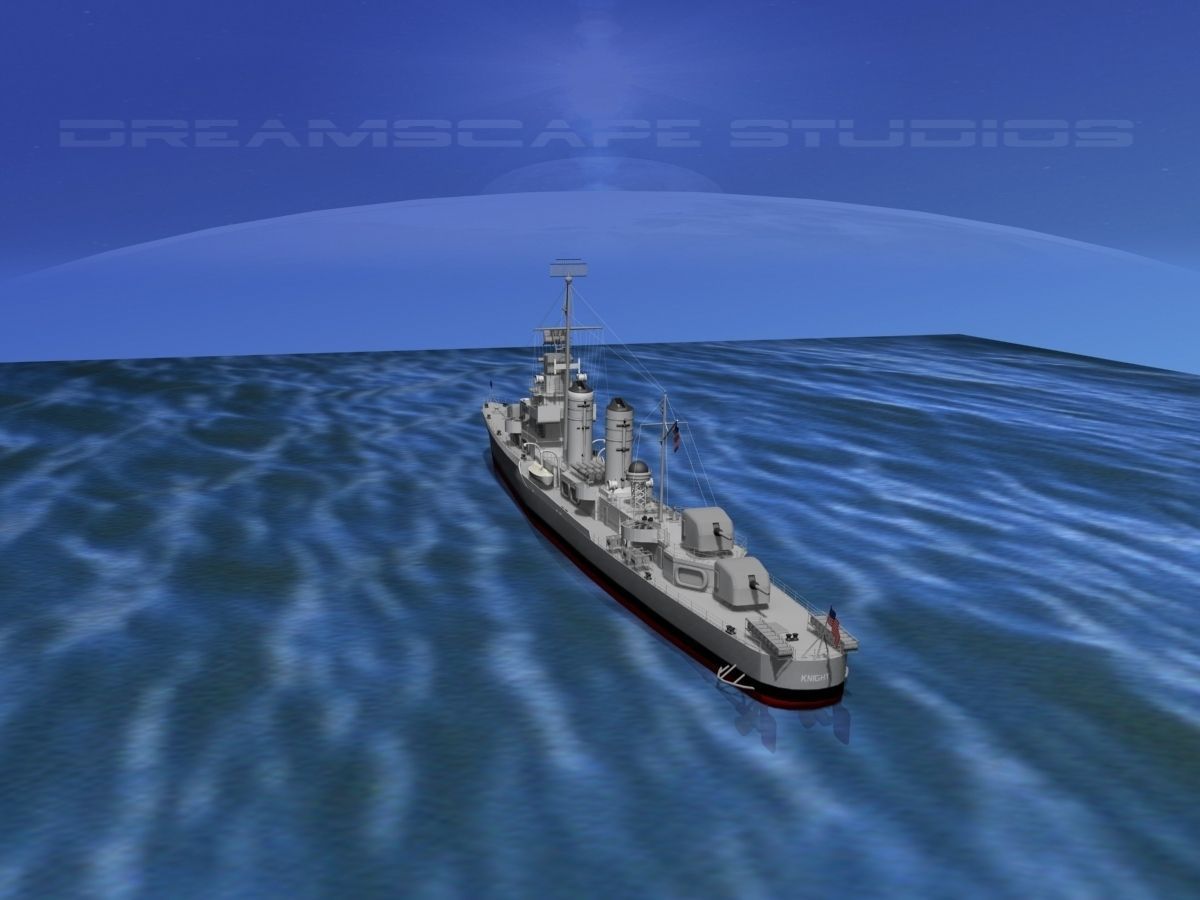 Gleaves Class Destroyer USS Knight DD633 3D model_3