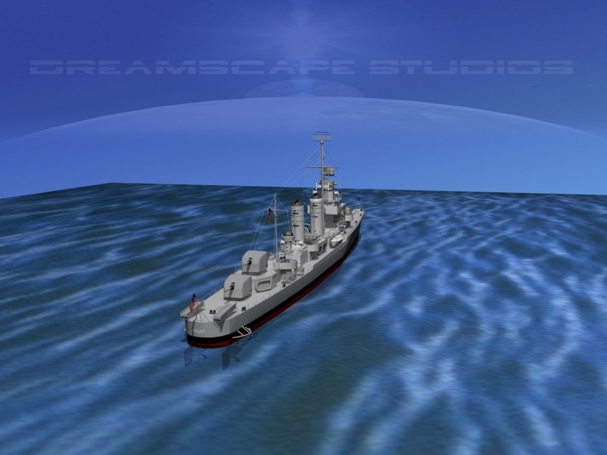 Gleaves Class Destroyer USS Knight DD633 3D model_15