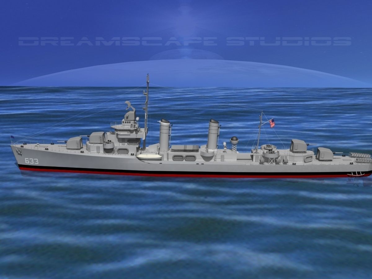 Gleaves Class Destroyer USS Knight DD633 3D model_14