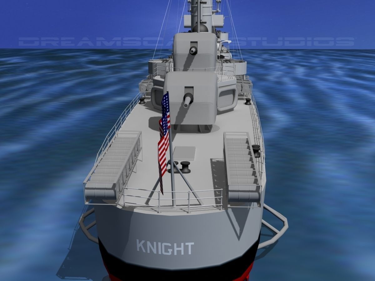 Gleaves Class Destroyer USS Knight DD633 3D model_11