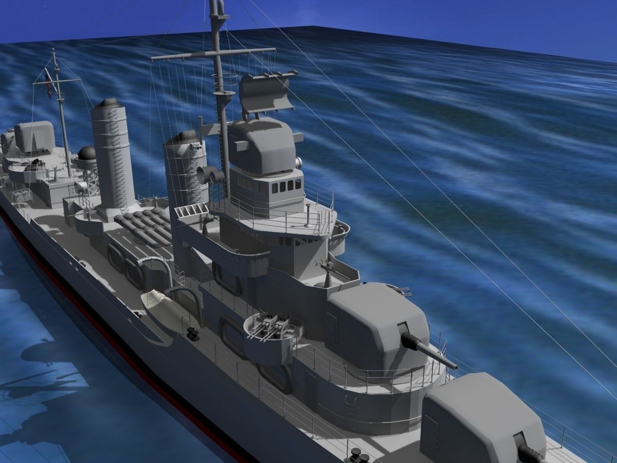Gleaves Class Destroyer USS Knight DD633 3D model_13