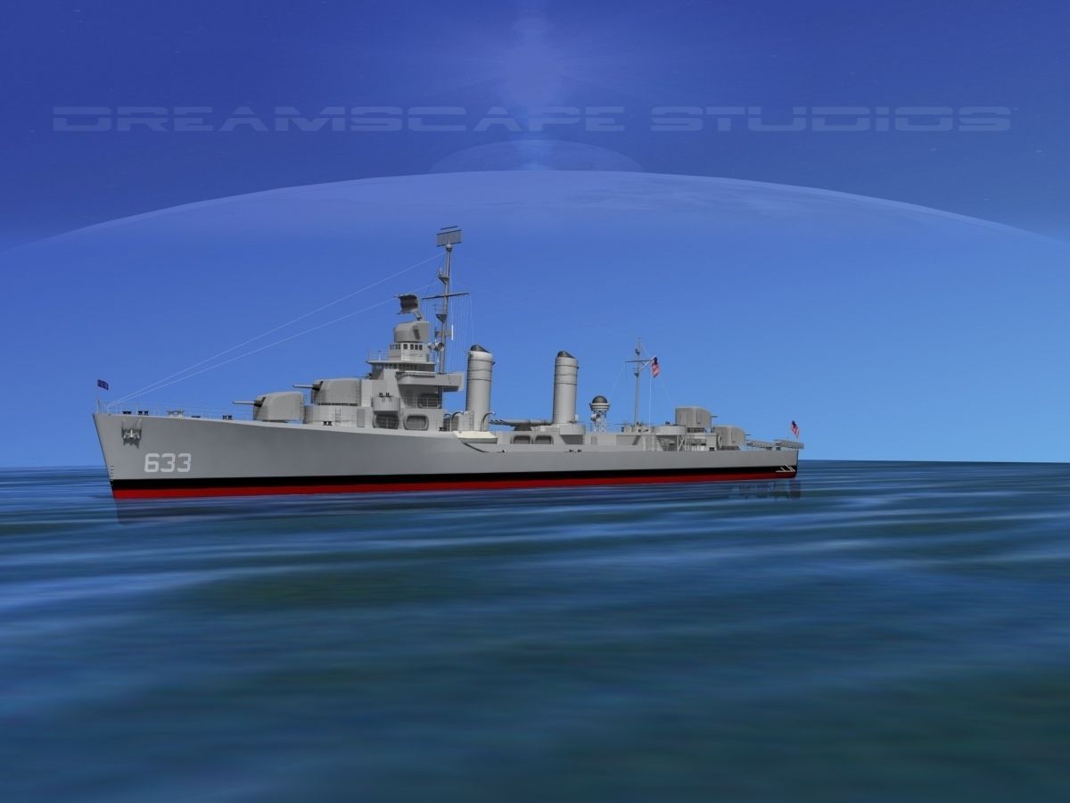 Gleaves Class Destroyer USS Knight DD633 3D model_8