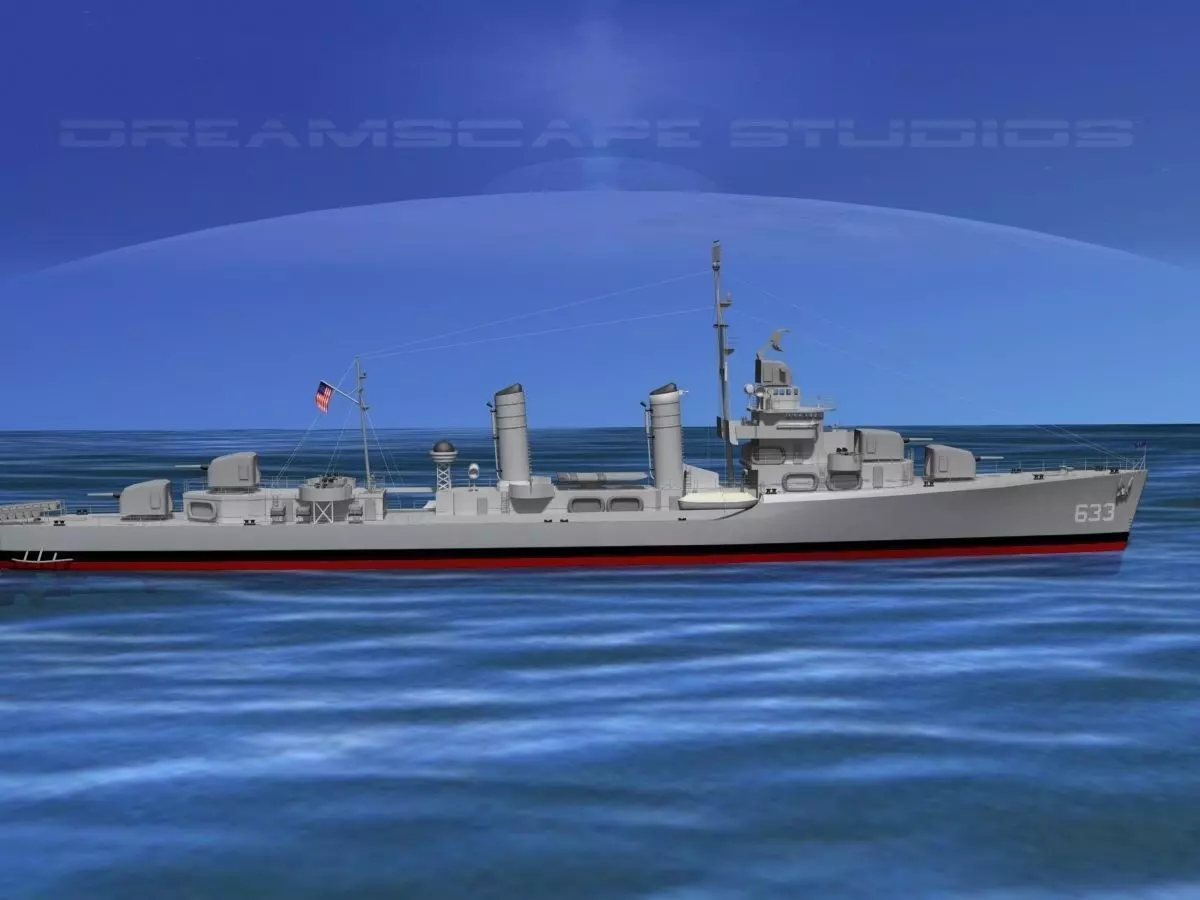 Gleaves Class Destroyer USS Knight DD633 3D model_0