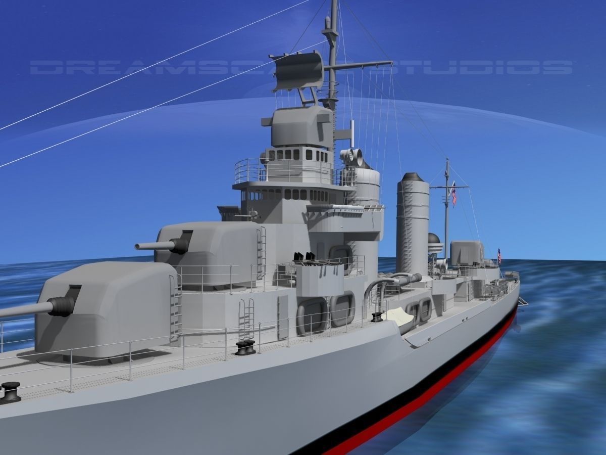 Gleaves Class Destroyer USS Knight DD633 3D model_5