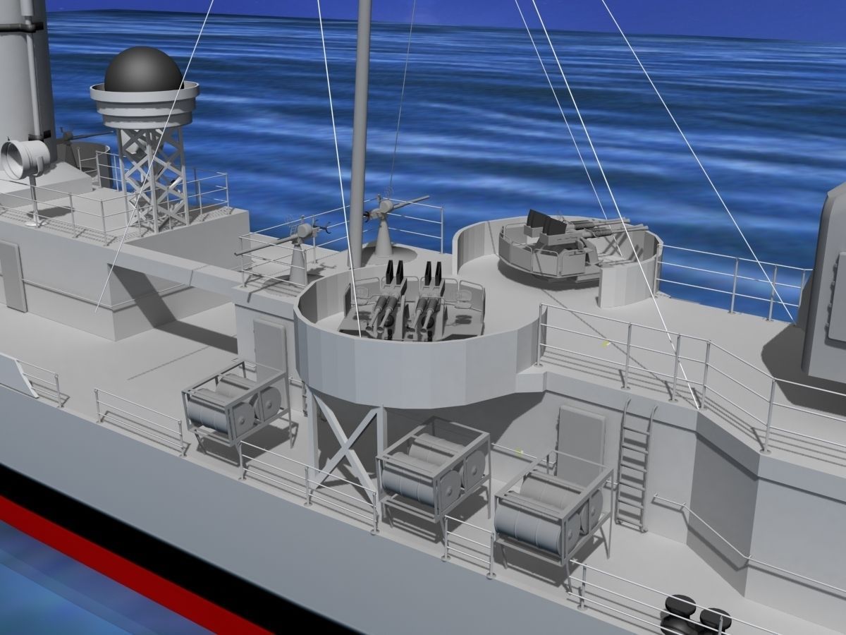 Gleaves Class Destroyer USS Knight DD633 3D model_12