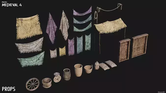 MEDIEVAL 04 with INTERIORS 4K Low-poly 3D model 6
