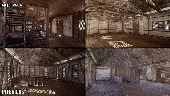 MEDIEVAL 04 with INTERIORS 4K Low-poly 3D model 3
