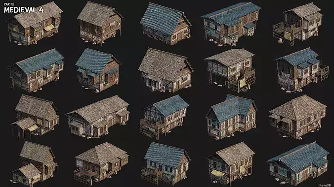 MEDIEVAL 04 with INTERIORS 4K Low-poly 3D model 5