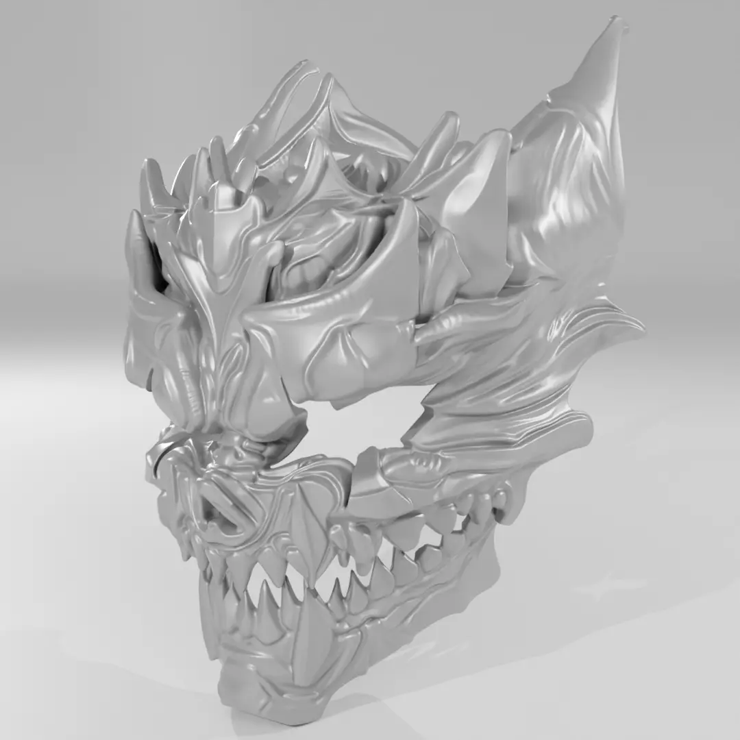 Demon Oni Jaw Mask 2-Part STL Model for 3D Printing 3D print model