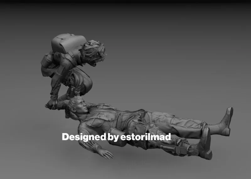 WW2 2 PARACAIDISTAS AMERICANOS 101 RESCATE EN CARENTAN 3D print model