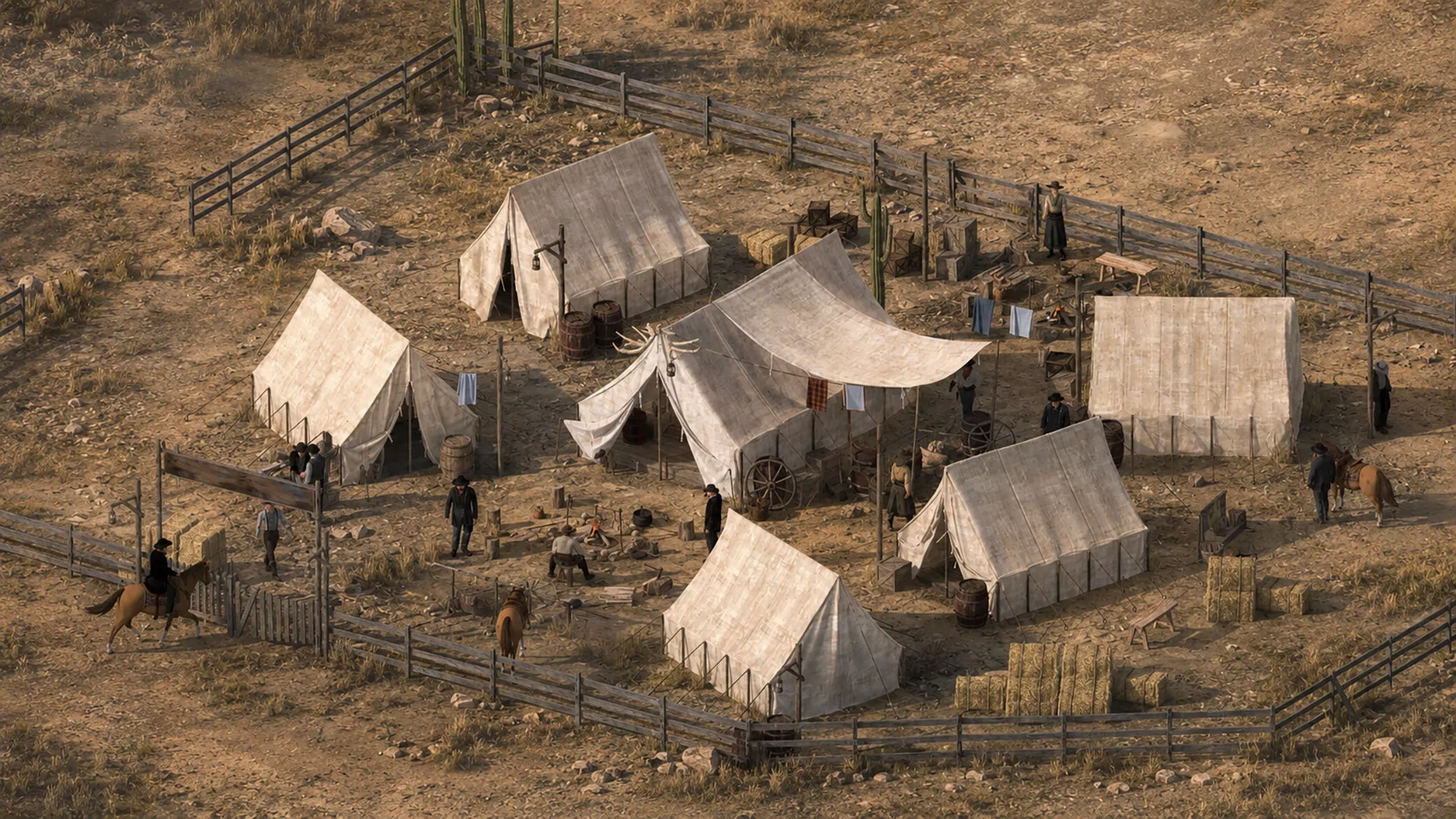 Wild West Frontier Encampment Detailed Western Camp Environment 3D model