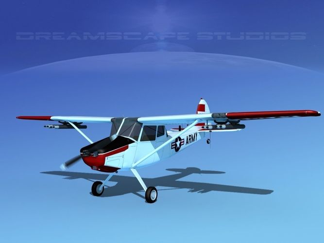 Cessna O-1E L-19 US Army 4 3D model