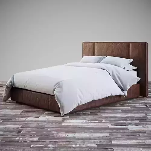 RH leather platform bed