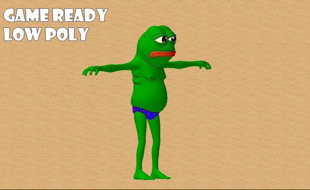 Pepe the frog Low-poly 3D model_1