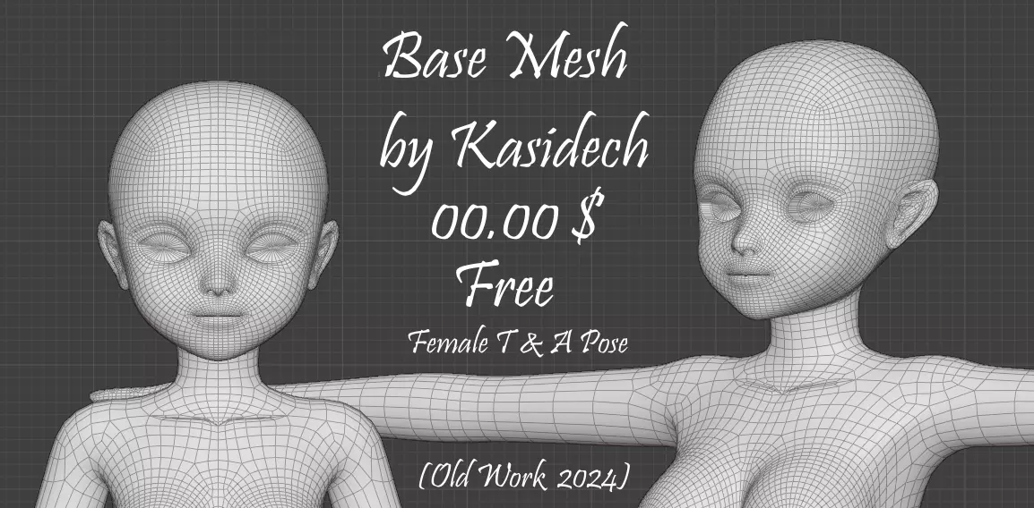 Free Basemesh Girl Old Work 2024 Free 3D model