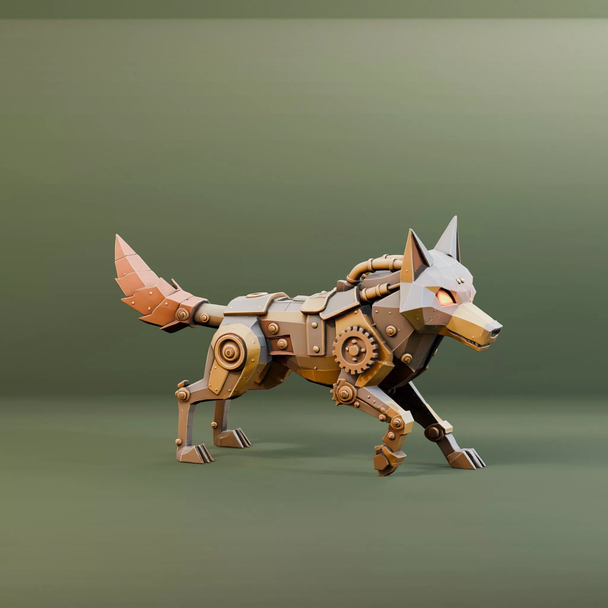 Steampunk Wolf 3D Model 3D print model