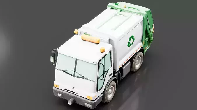 Rear Loader Garbage Truck Low-poly 3D model 4
