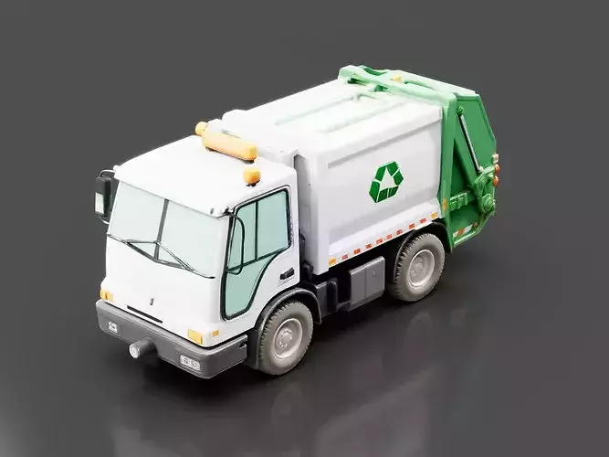 Rear Loader Garbage Truck Low-poly 3D model