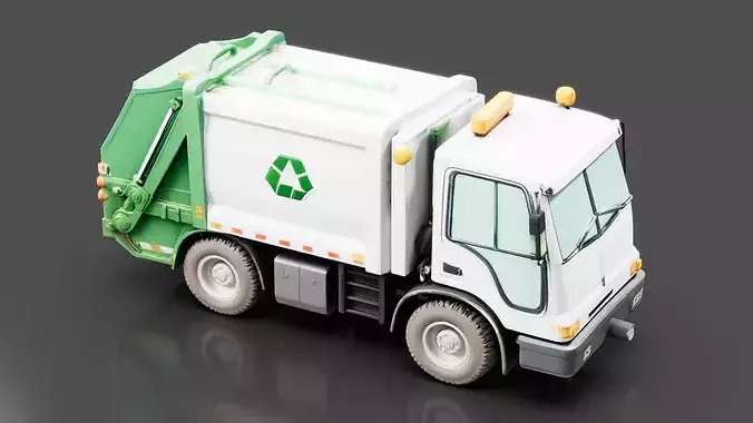 Rear Loader Garbage Truck Low-poly 3D model 3